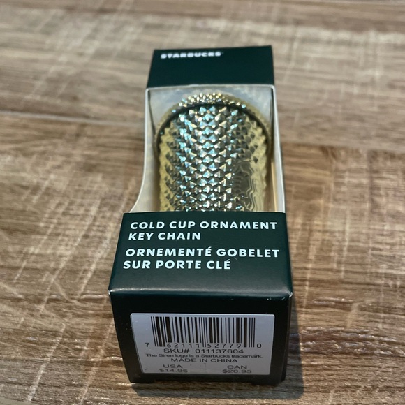 Starbucks cold cup ornament keychain holiday 2022, studded gold bling - Picture 3 of 5